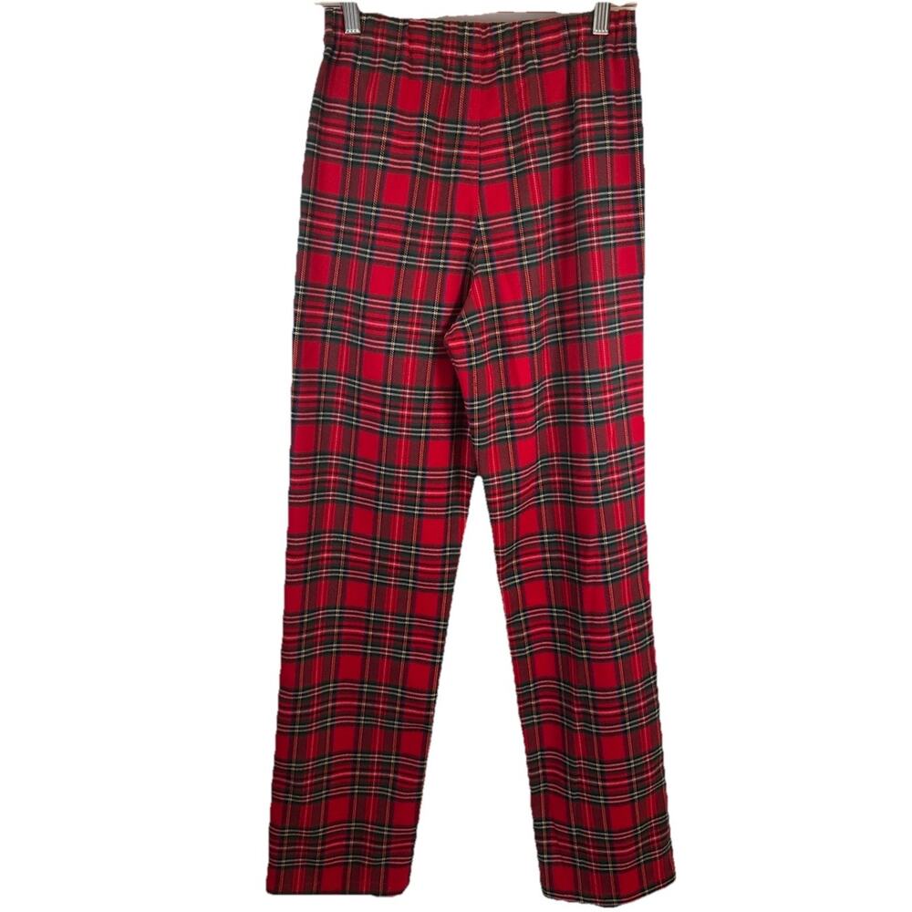 Brandy Melville Women’s XS-S Plaid Red Tartan Pants Stretch Waist Y2K Grunge - Picture 5 of 7